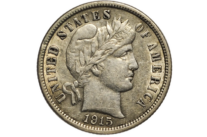 1915 Barber Dime - XF-AU Grade / Condition - Silver Dime - Philadelphia Mint - 1915-P Barber Dime 1915P