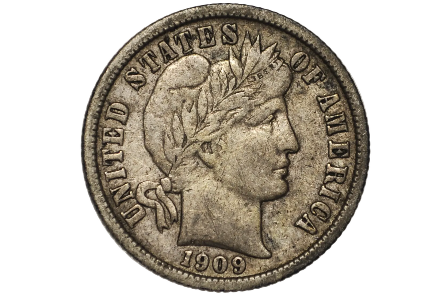 1909-O Barber Silver Dime - VF - 1909 O Silver Dime, New Orleans Mint