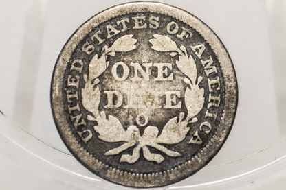 1857-O Seated Liberty Dime - VG, Nice Original Coin - 1857O Silver Dime / 1857 O Liberty Seated Dime