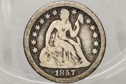 1857-O Seated Liberty Dime - VG, Nice Original Coin - 1857O Silver Dime / 1857 O Liberty Seated Dime