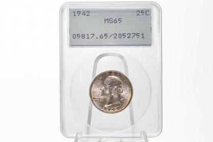 PCGS Rattler 1942 Washington Quarter MS65 - 1980's PCGS Holder - 1942 Quarter MS65 (Copy)