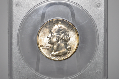 PCGS Rattler 1942 Washington Quarter MS65 - 1980's PCGS Holder - 1942 Quarter MS65 (Copy)