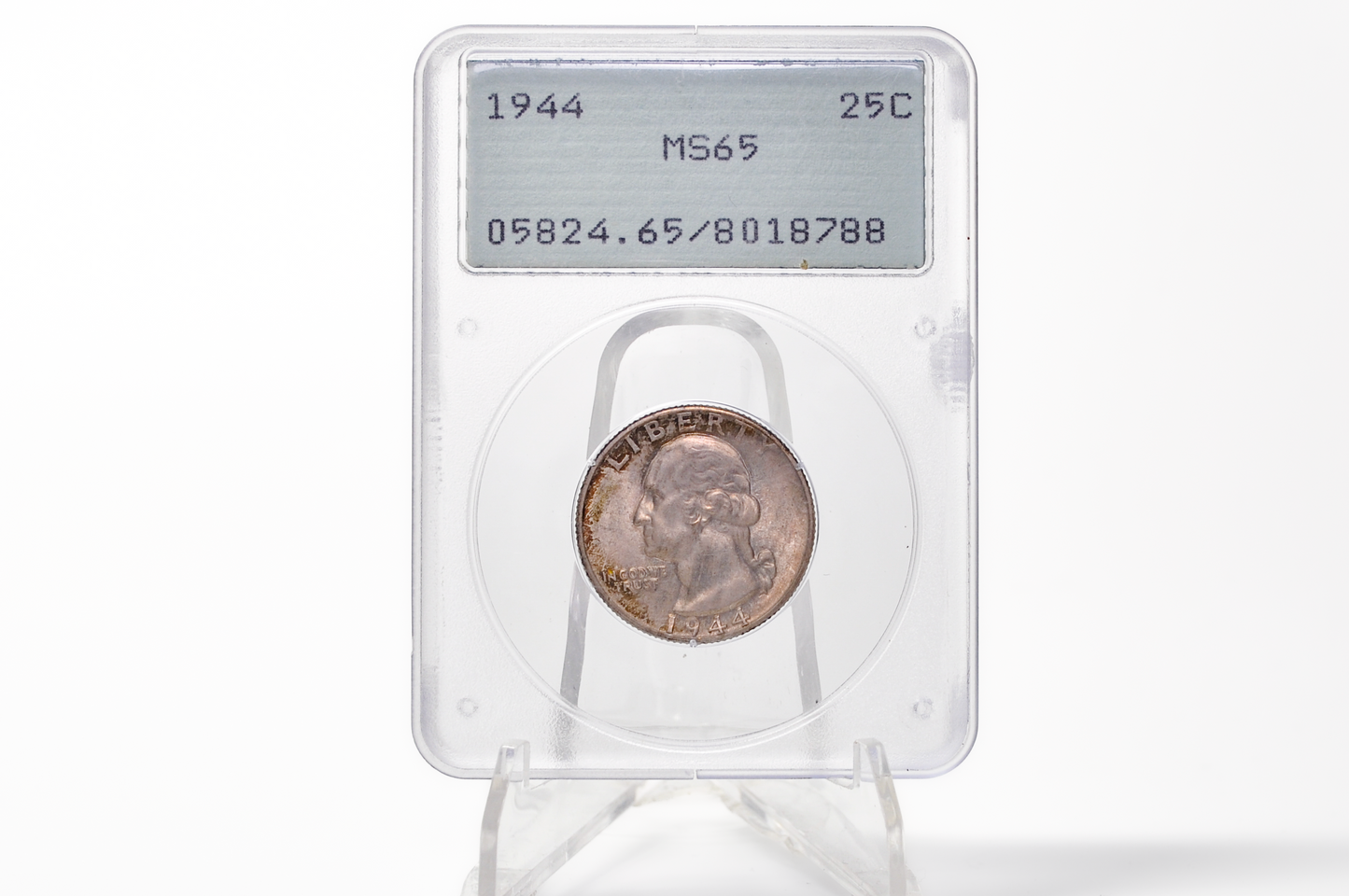 PCGS Rattler 1944 Washington Quarter MS65 - 1980's PCGS Holder - 1944 Quarter MS65