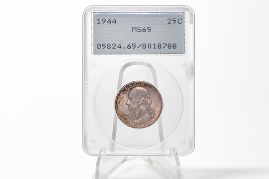 PCGS Rattler 1944 Washington Quarter MS65 - 1980's PCGS Holder - 1944 Quarter MS65