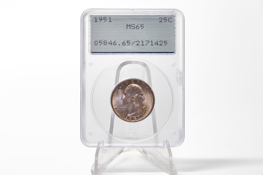 PCGS Rattler 1951 Washington Quarter MS65 - 1980's PCGS Holder - 1951 Quarter MS65