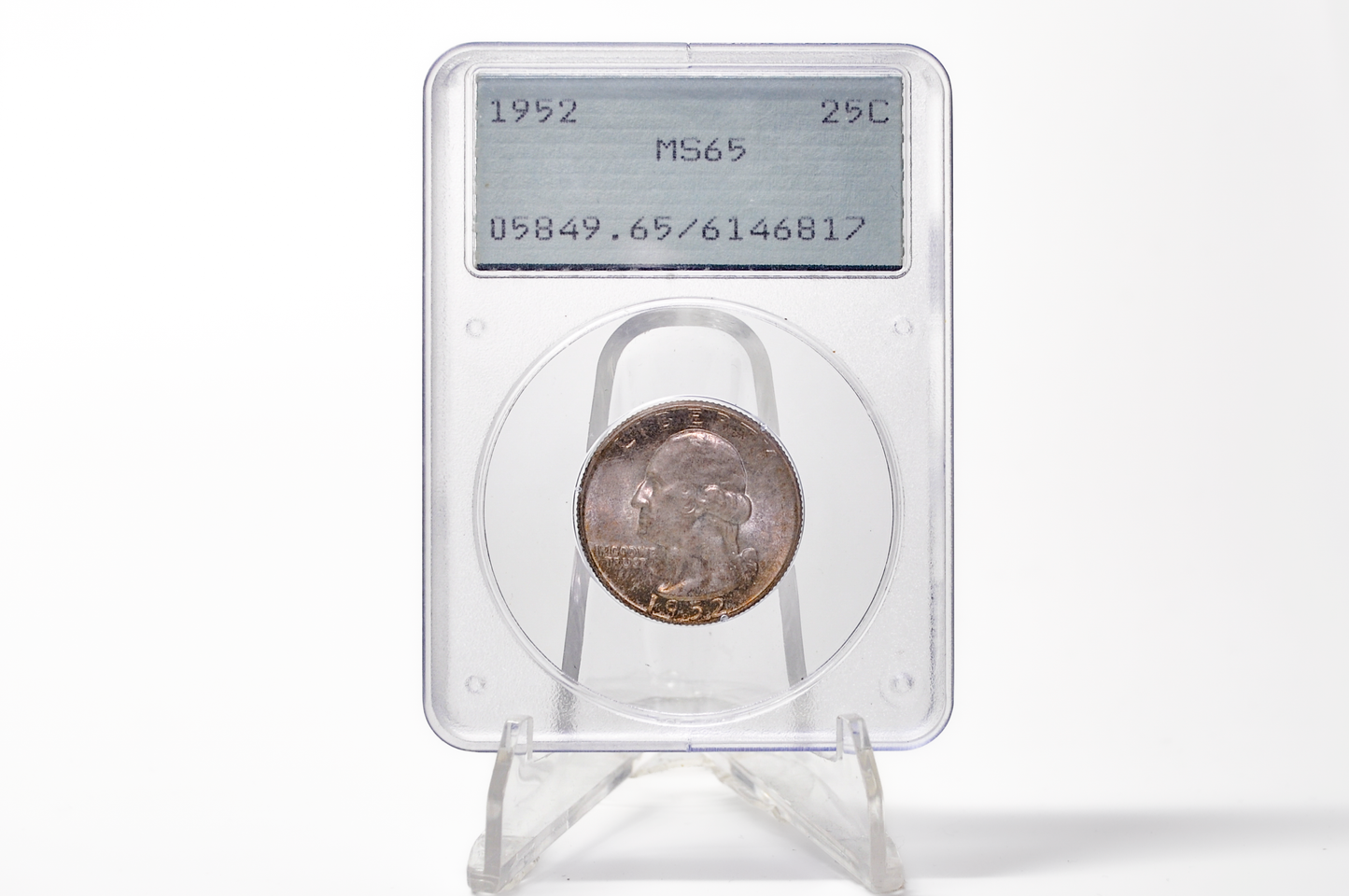 PCGS Rattler 1952 Washington Quarter MS65 - 1980's PCGS Holder - 1952 Quarter MS65