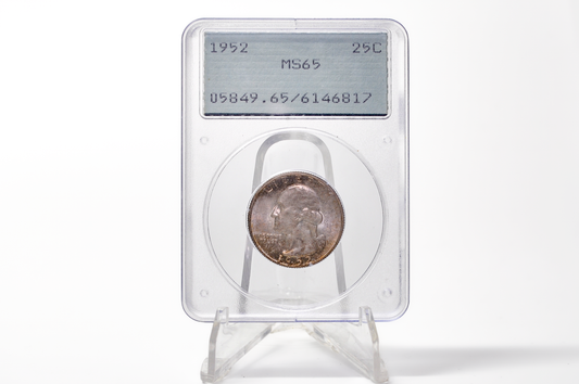 PCGS Rattler 1952 Washington Quarter MS65 - 1980's PCGS Holder - 1952 Quarter MS65