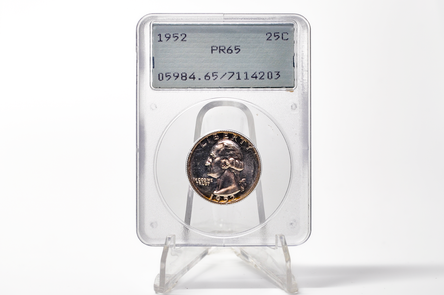 PCGS Rattler 1952 Washington Quarter PF65 - 1980's PCGS Holder - 1952 Proof Quarter PCGS Certified