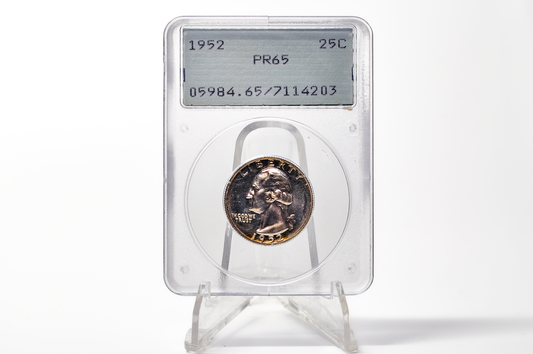 PCGS Rattler 1952 Washington Quarter PF65 - 1980's PCGS Holder - 1952 Proof Quarter PCGS Certified