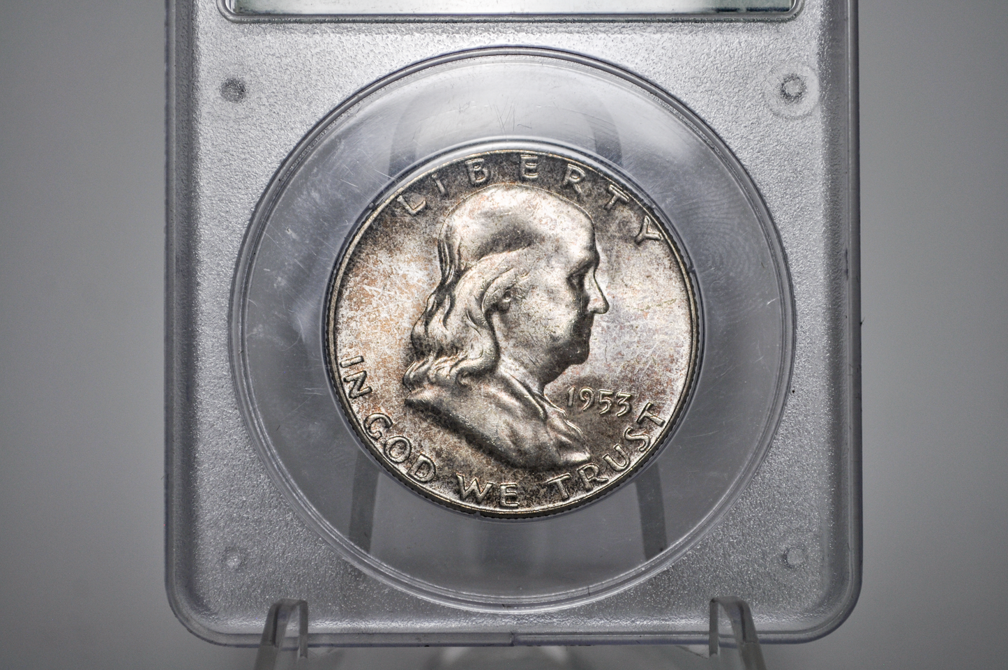 PCGS Rattler 1953 Franklin Half MS65 - 1980's PCGS Holder - 1953 Half Dollar PCGS Certified