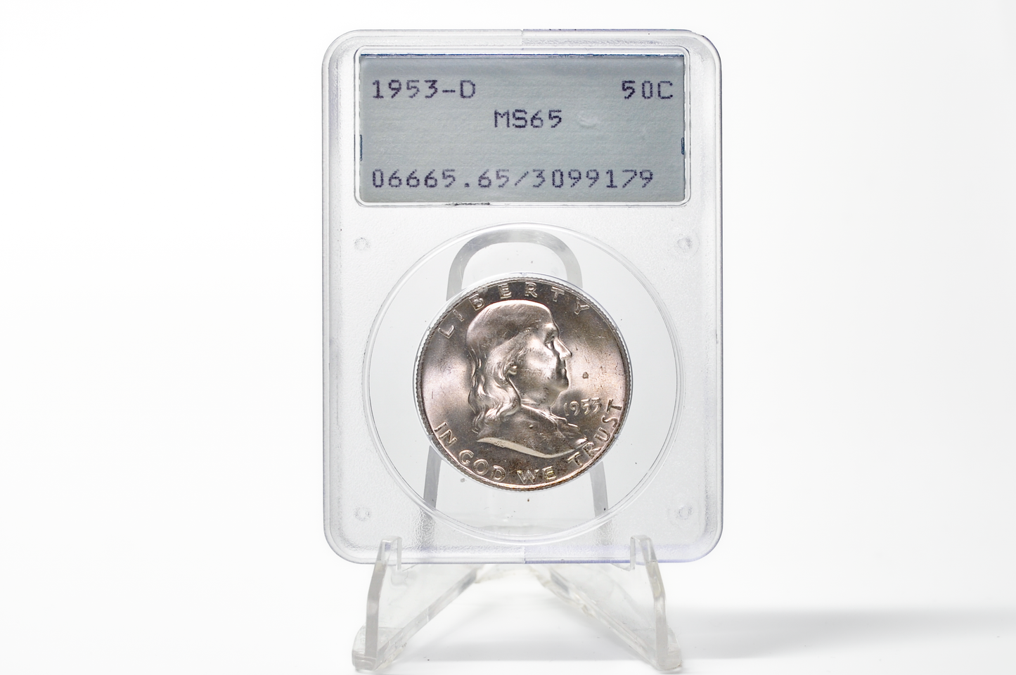 PCGS Rattler 1953-D Franklin Half MS65 - 1980's PCGS Holder - 1953D Half Dollar PCGS Certified