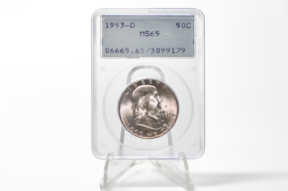 PCGS Rattler 1953-D Franklin Half MS65 - 1980's PCGS Holder - 1953D Half Dollar PCGS Certified