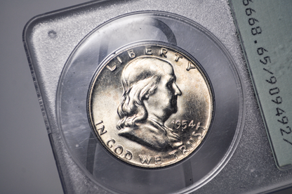 PCGS Rattler 1954-D Franklin Half MS65 - 1980's PCGS Holder - 1954D Half Dollar PCGS Certified