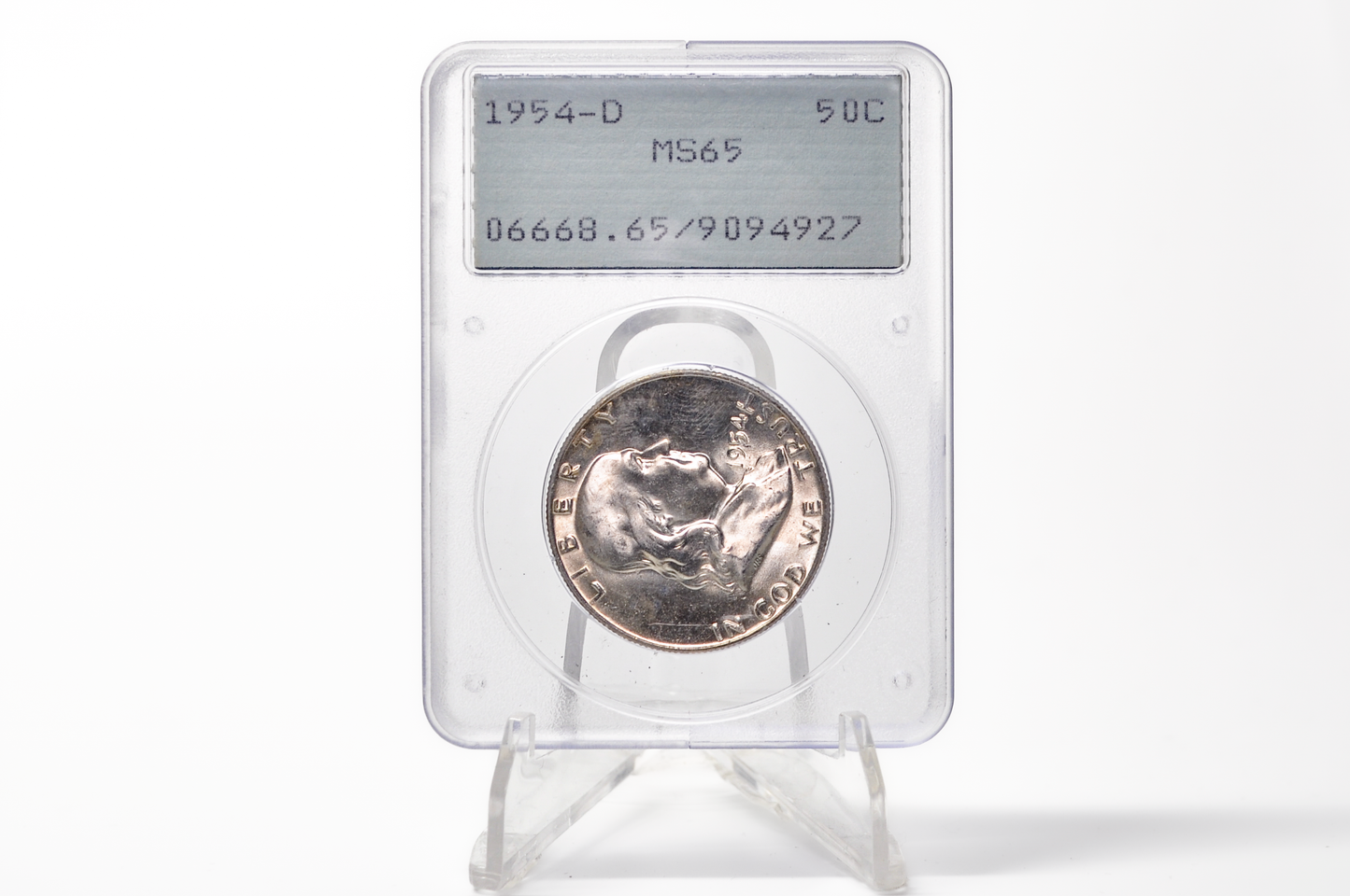 PCGS Rattler 1954-D Franklin Half MS65 - 1980's PCGS Holder - 1954D Half Dollar PCGS Certified