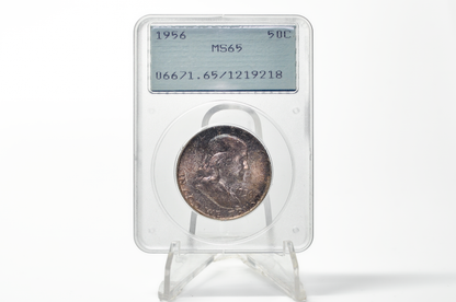 PCGS Rattler 1956 Franklin Half MS65 - 1980's PCGS Holder - 1956 Half Dollar PCGS Certified