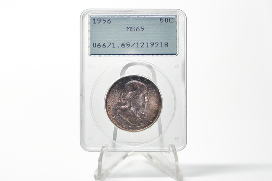 PCGS Rattler 1956 Franklin Half MS65 - 1980's PCGS Holder - 1956 Half Dollar PCGS Certified