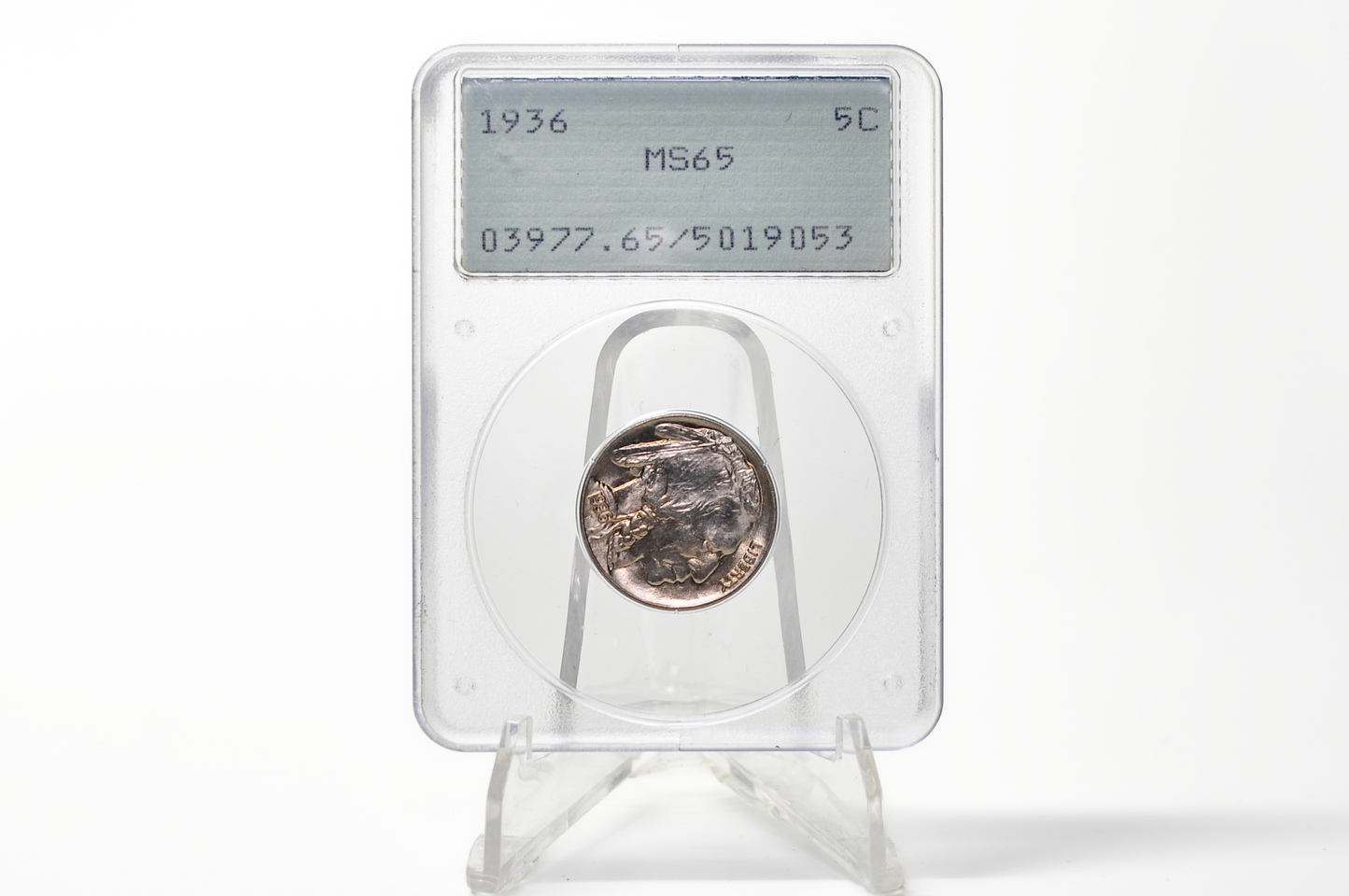 PCGS Rattler 1936 Buffalo Nickel MS65 - 1980's PCGS Holder - 1936 Nickel PCGS Certified