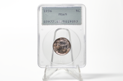 PCGS Rattler 1936 Buffalo Nickel MS65 - 1980's PCGS Holder - 1936 Nickel PCGS Certified