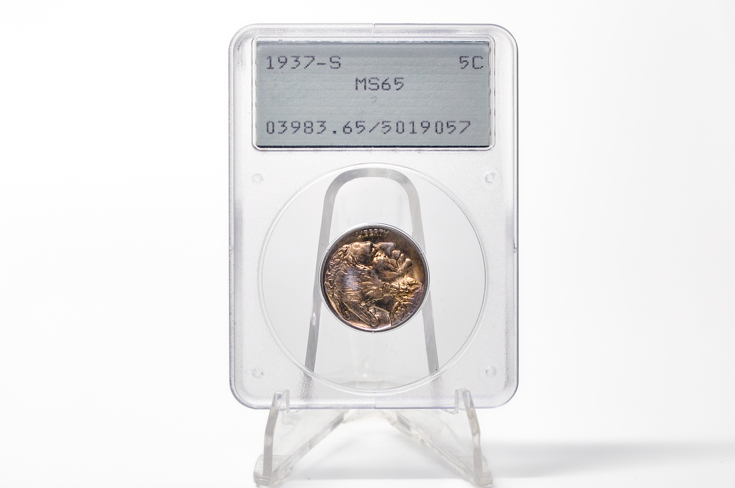 PCGS Rattler 1937-S Buffalo Nickel MS65 - 1980's PCGS Holder - 1937S Nickel PCGS Certified
