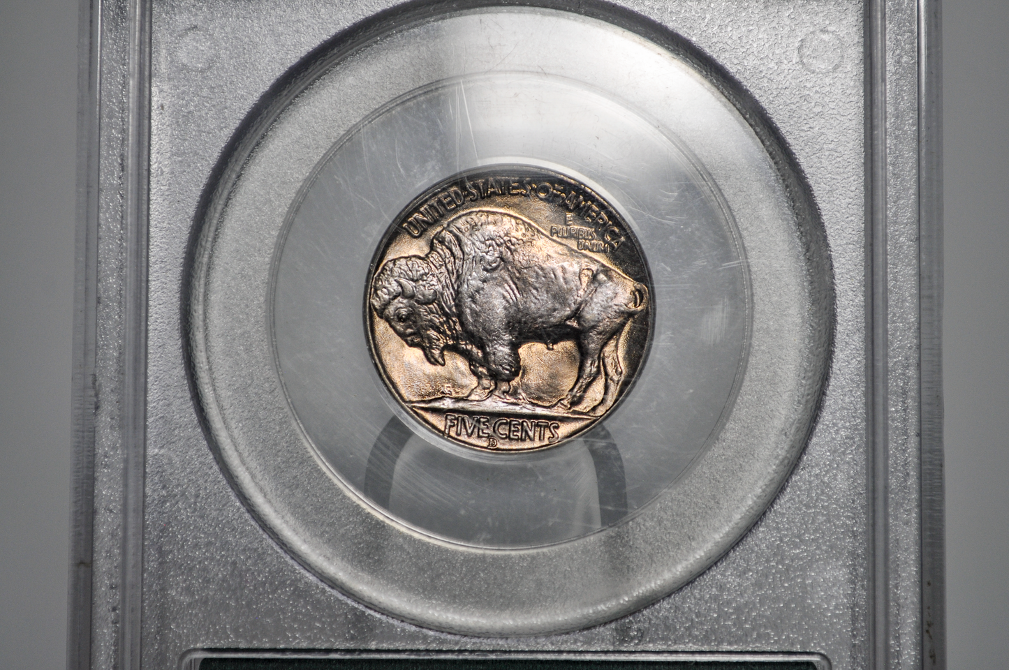 PCGS Gen 3 Holder OGH 1937-D Buffalo Nickel MS65 - 1990-1993 PCGS Holder - 1937D Nickel PCGS Certified Gen 3 Old Green Holder (OGH)