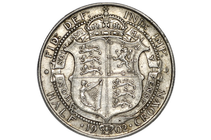 1902 Great Britain Edward VII Silver Half Crown - AU (Raw) - First Year Type Coin, Strong Remaining Luster