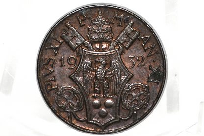 1932 Vatican City 5 Centesimi - Rare, High Grade - Beautiful Color - Vatican Coin