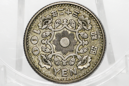 1957 Japan Silver 100 Yen - XF/AU Condition - Japanese Silver Coin - Showa Japan Coin - Japan Phoenix Coin
