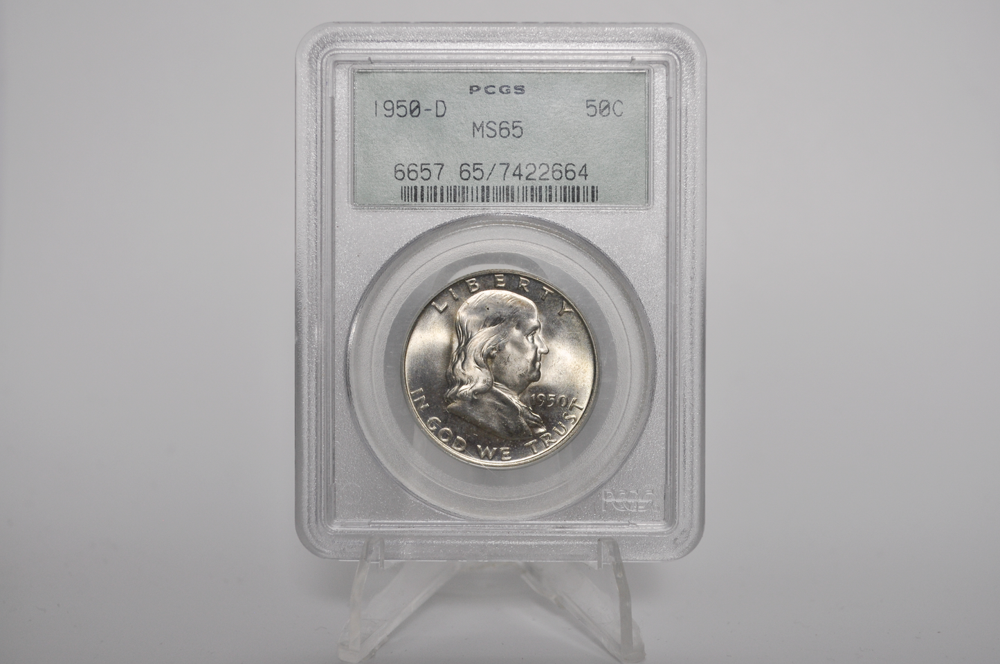 PCGS Gen 3 1950-D Franklin Half MS65 - 1990's PCGS Holder - 1950D Half Dollar PCGS Certified
