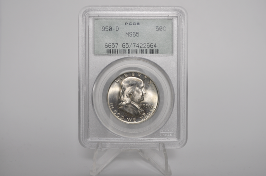 PCGS Gen 3 1950-D Franklin Half MS65 - 1990's PCGS Holder - 1950D Half Dollar PCGS Certified