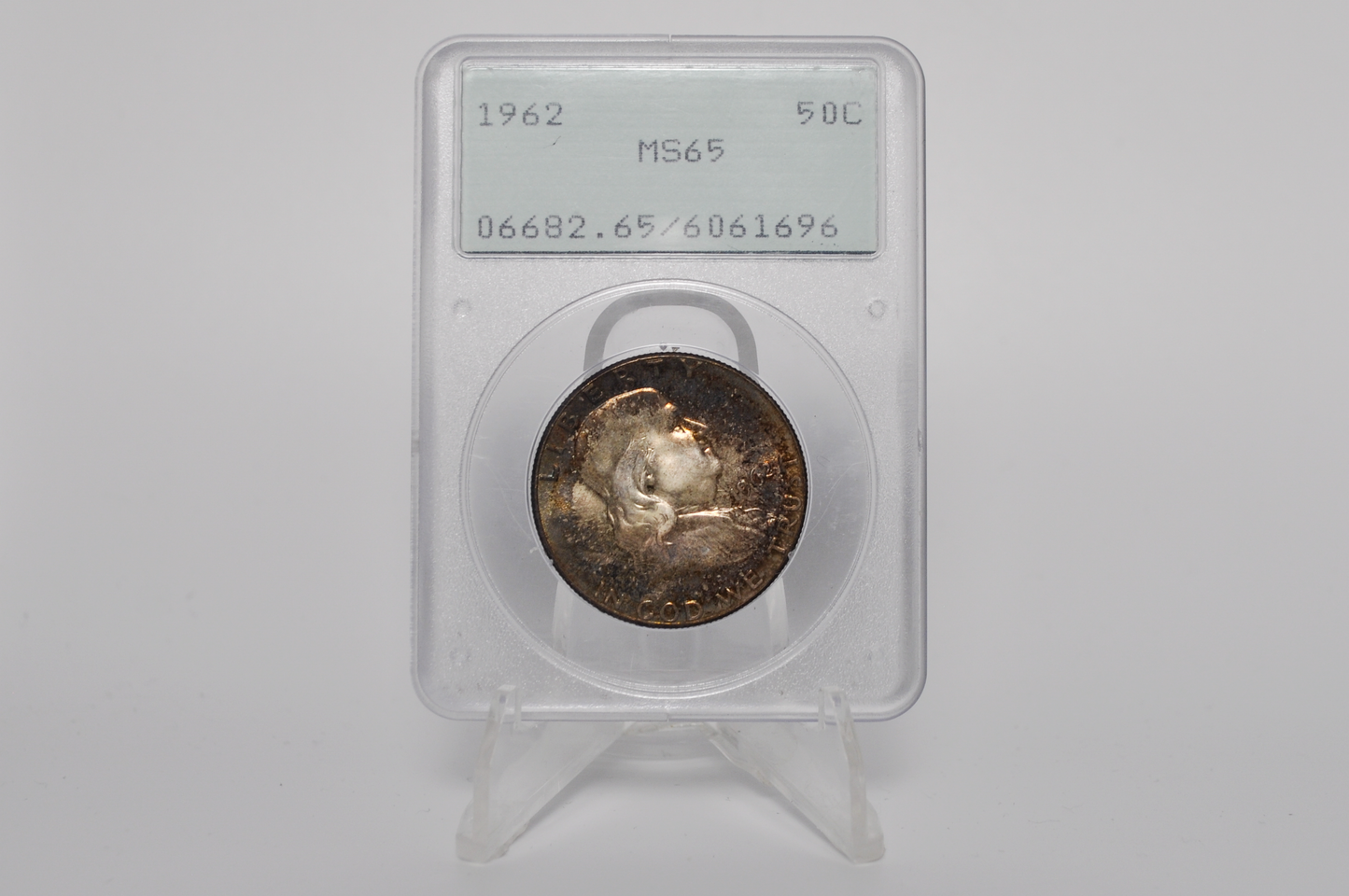 PCGS Rattler 1962 Franklin Half MS65 - 1980's PCGS Holder - 1962 Half Dollar PCGS Certified