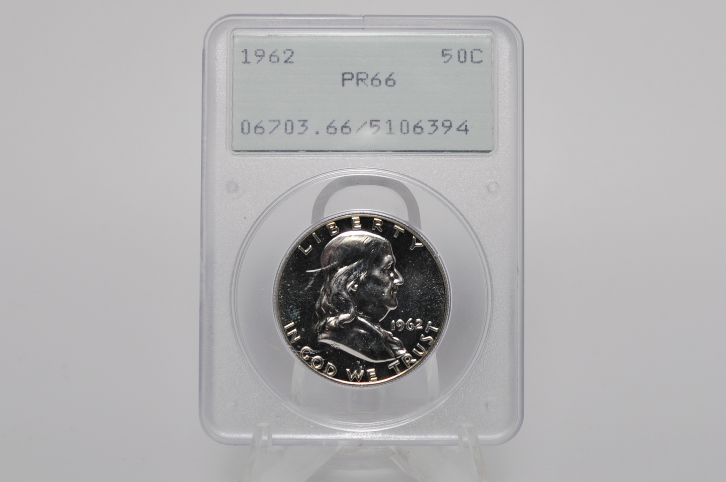 PCGS Rattler 1962 Franklin Half PF66 - 1980's PCGS Holder - 1962 Proof Half Dollar PCGS Certified