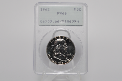 PCGS Rattler 1962 Franklin Half PF66 - 1980's PCGS Holder - 1962 Proof Half Dollar PCGS Certified