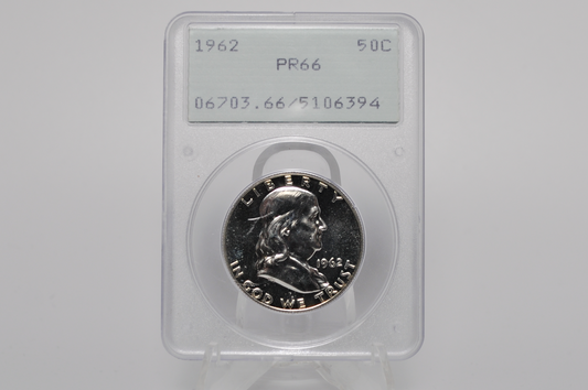 PCGS Rattler 1962 Franklin Half PF66 - 1980's PCGS Holder - 1962 Proof Half Dollar PCGS Certified