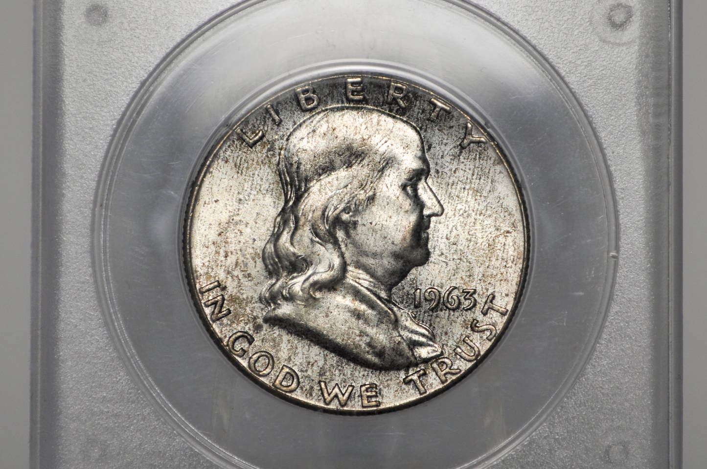 PCGS Rattler 1963 Franklin Half MS65 - 1980's PCGS Holder - 1963 Half Dollar PCGS Certified