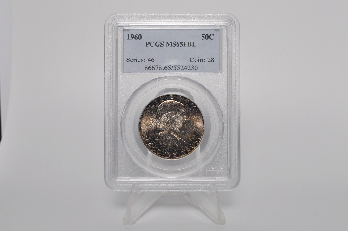 Consecutive Pair: 1960 Franklin Half Dollars PCGS MS65FBL – Vintage Gen 3 Green Label Slabs – Sequential Cert Numbers