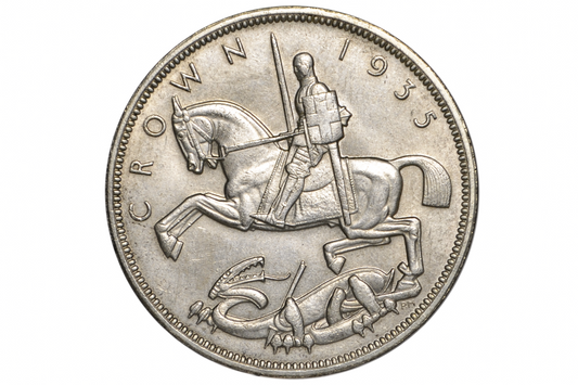 1935 Great Britain George V Silver Jubilee "Rocking Horse" Crown - Raw Choice Uncirculated - Art Deco Masterpiece