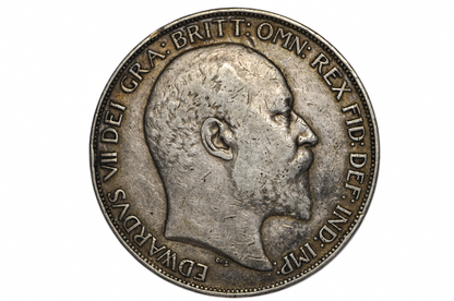 1902 Great Britain Edward VII Silver Crown - VF/XF Mid-Grade - Rare One-Year Type Coin, Circulation Last Issue