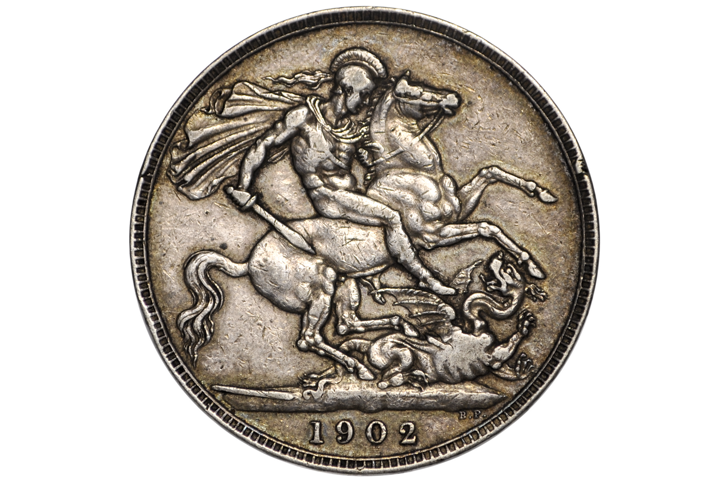 1902 Great Britain Edward VII Silver Crown - VF/XF Mid-Grade - Rare One-Year Type Coin, Circulation Last Issue