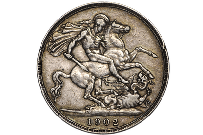 1902 Great Britain Edward VII Silver Crown - VF/XF Mid-Grade - Rare One-Year Type Coin, Circulation Last Issue