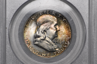 Consecutive Pair: 1960 Franklin Half Dollars PCGS MS65FBL – Vintage Gen 3 Green Label Slabs – Sequential Cert Numbers