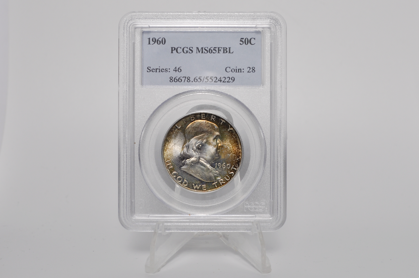 Consecutive Pair: 1960 Franklin Half Dollars PCGS MS65FBL – Vintage Gen 3 Green Label Slabs – Sequential Cert Numbers