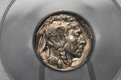 PCGS Rattler 1938-D Buffalo Nickel MS65 - 1980's PCGS Holder - 1938D Nickel PCGS Certified