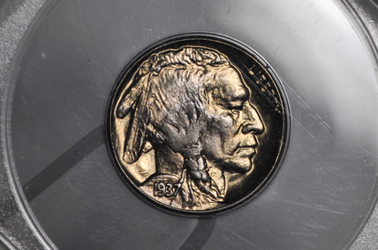 PCGS Rattler 1937 Buffalo Nickel MS65 - 1980's PCGS Holder - 1937 Nickel PCGS Certified