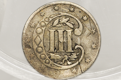 1859 Three Cent Silver US Coin - Scratched - Low Mintage / Rare - Discount Coin - 1859 3 Cent Trimes Silver 3 Cent Piece