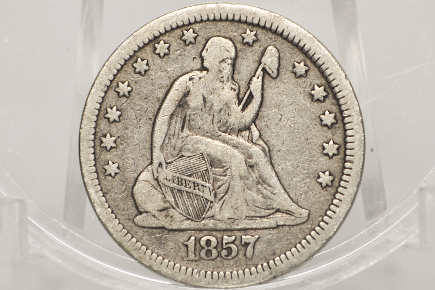 1857 Seated Quarter  - Fine+ - Nice Original Coin - 1857 Liberty Seated Quarter