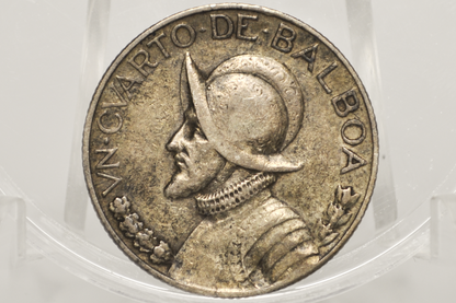 Scarce 1930 Panama 1/4 Balboa - XF - Only 400,000 Made, Nice Coin - Silver Quarter Balboa Coin 1930 Panama