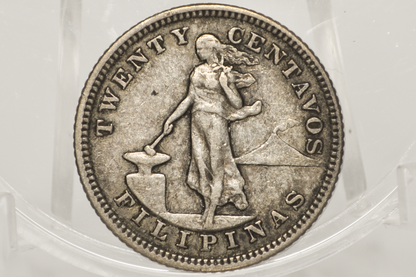 1904 Philippines 20 Centavos - XF - 1903 Silver Twenty Centavos Philippines, 90% Silver (Copy)