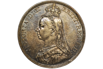 1887 Great Britain Silver Crown – Queen Victoria Jubilee Head – Choice AU - Low Mintage!
