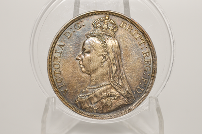 1887 Great Britain Silver Crown – Queen Victoria Jubilee Head – Choice AU - Low Mintage!