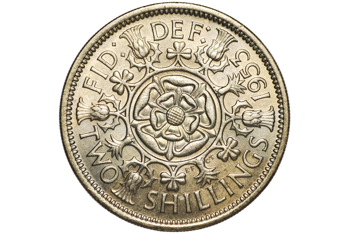 1953 Great Britain Florin (2 Shillings) – Queen Elizabeth II Coronation Year – Choice Uncirculated (Choice Unc) / Blazing Luster